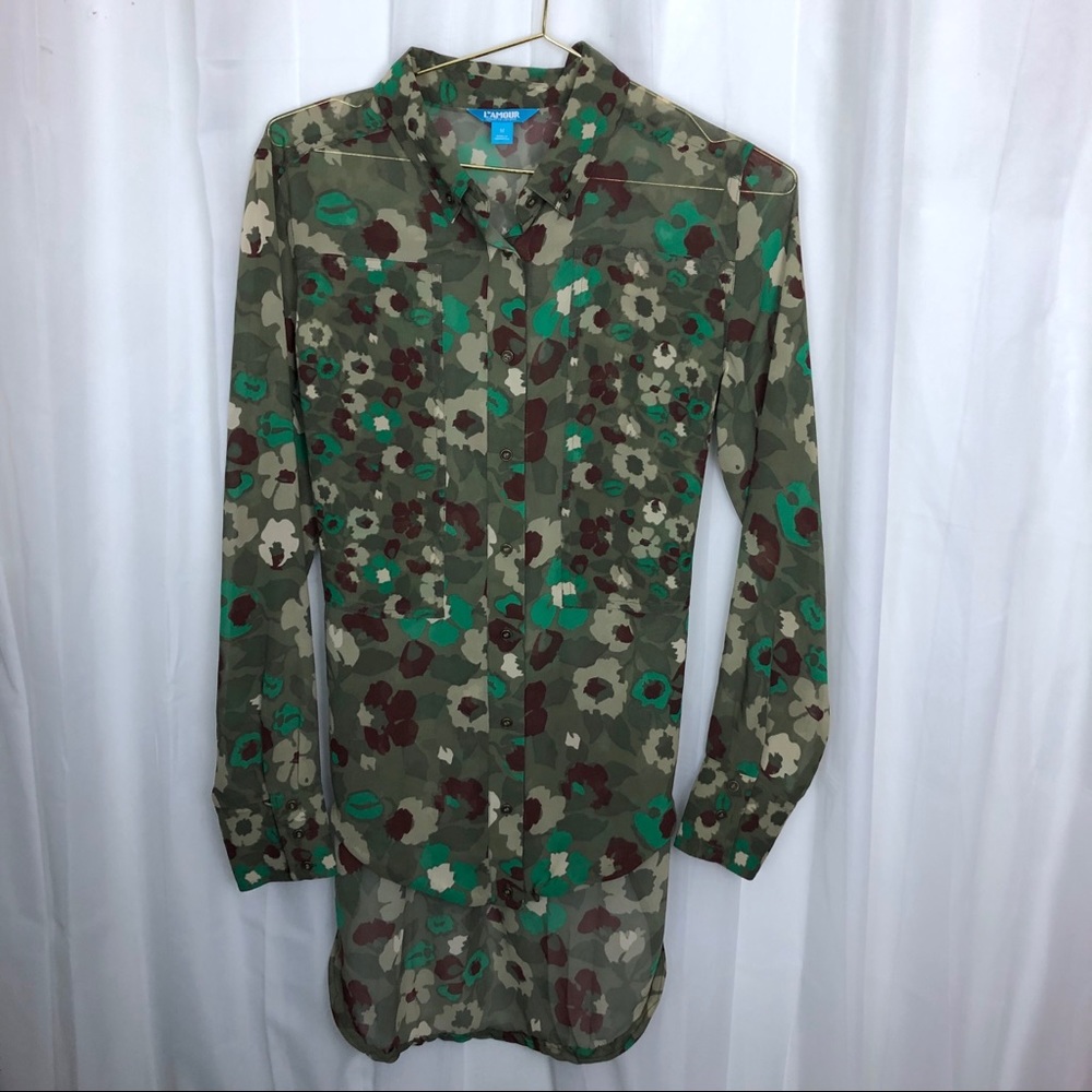 L’AMOUR Nanette Lepore camo floral tunic medium
